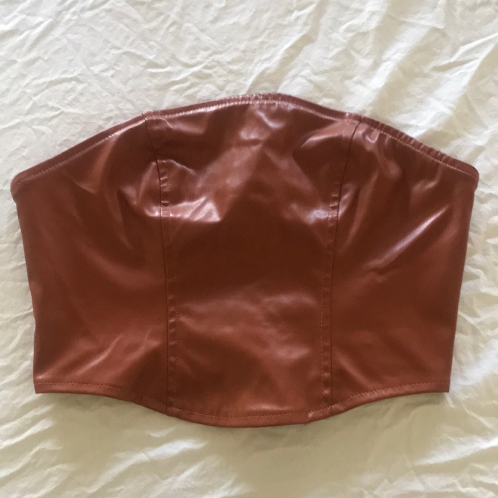 Wild Fable brown leather tube top